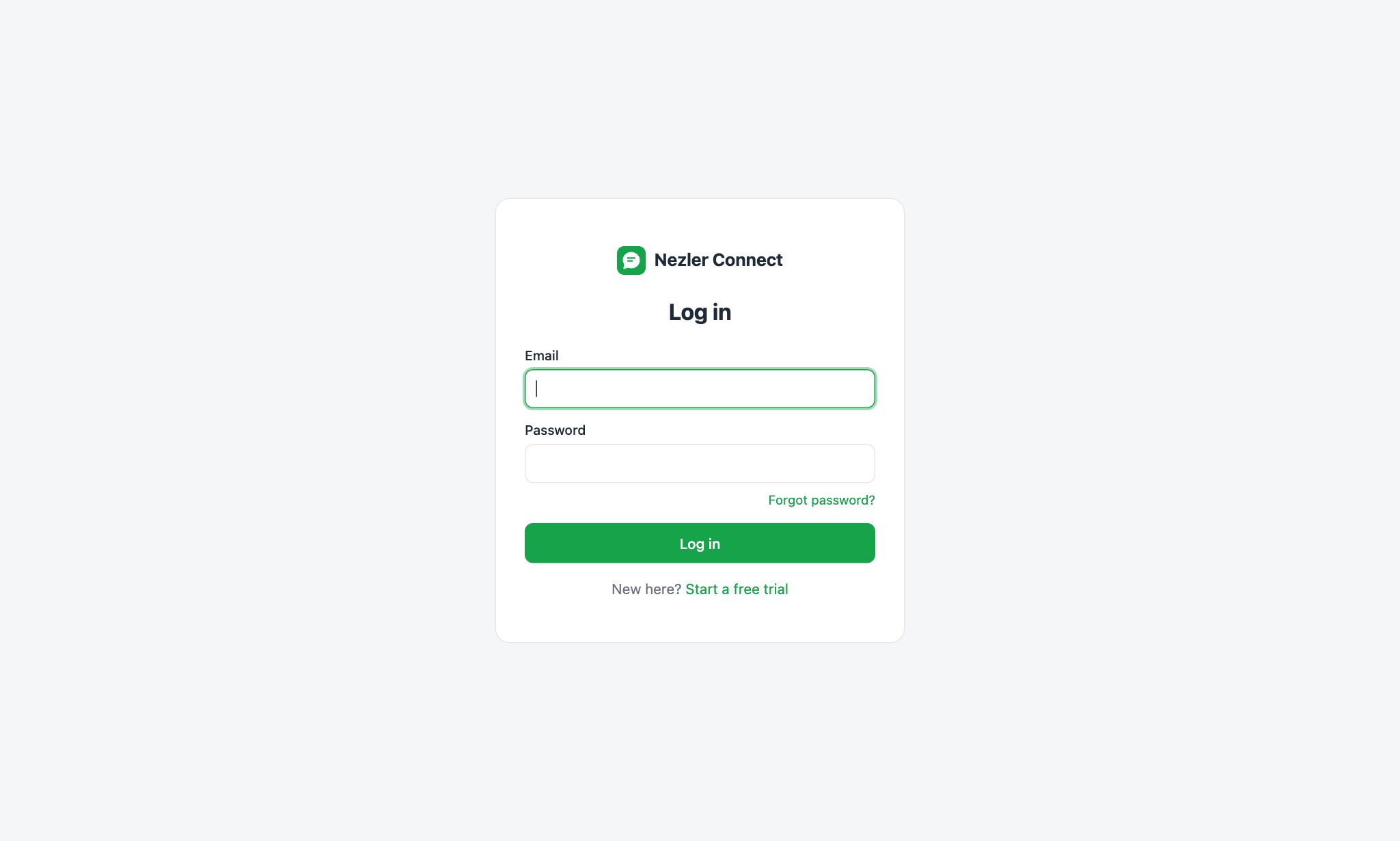 The login page