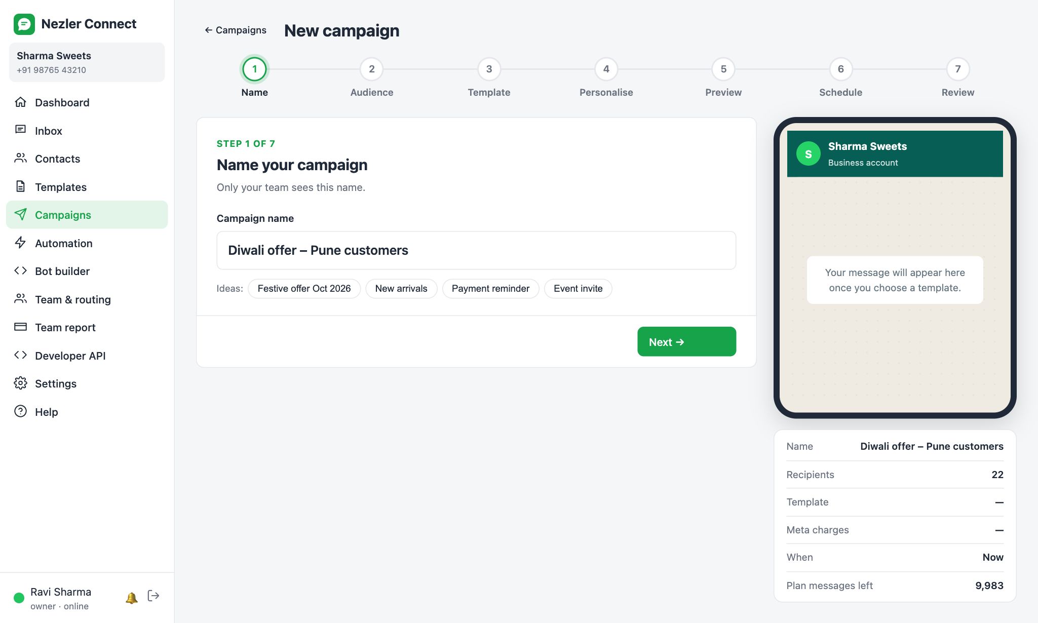 Step 1: name the campaign